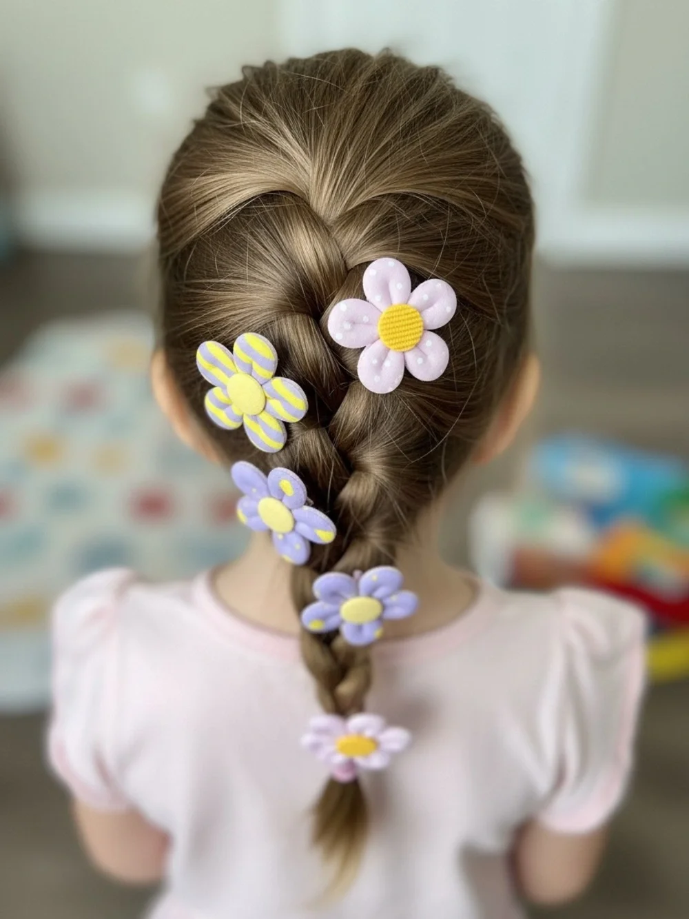 Flower Clip Set - Pastel Purple & Yellow Kids Hair Accessories